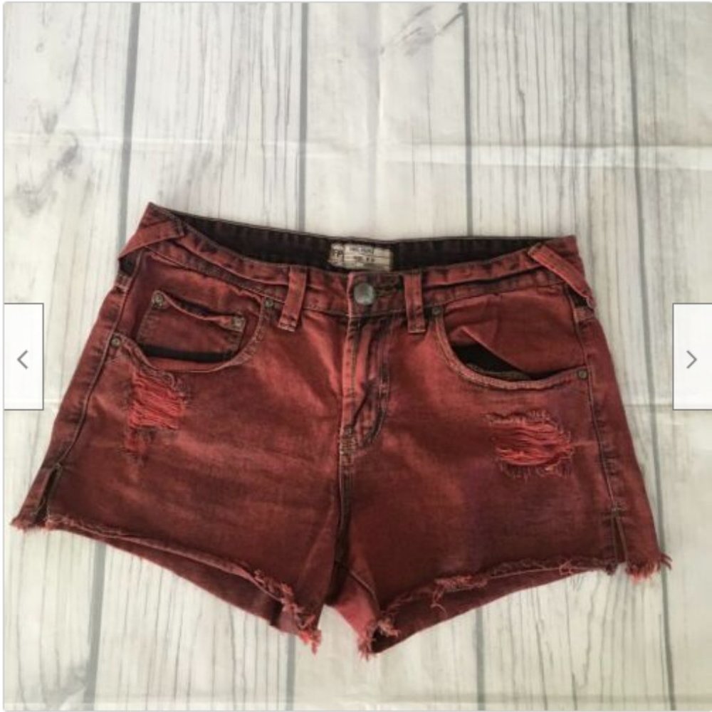 Free People Distressed Frayed Hem Jean Shorts